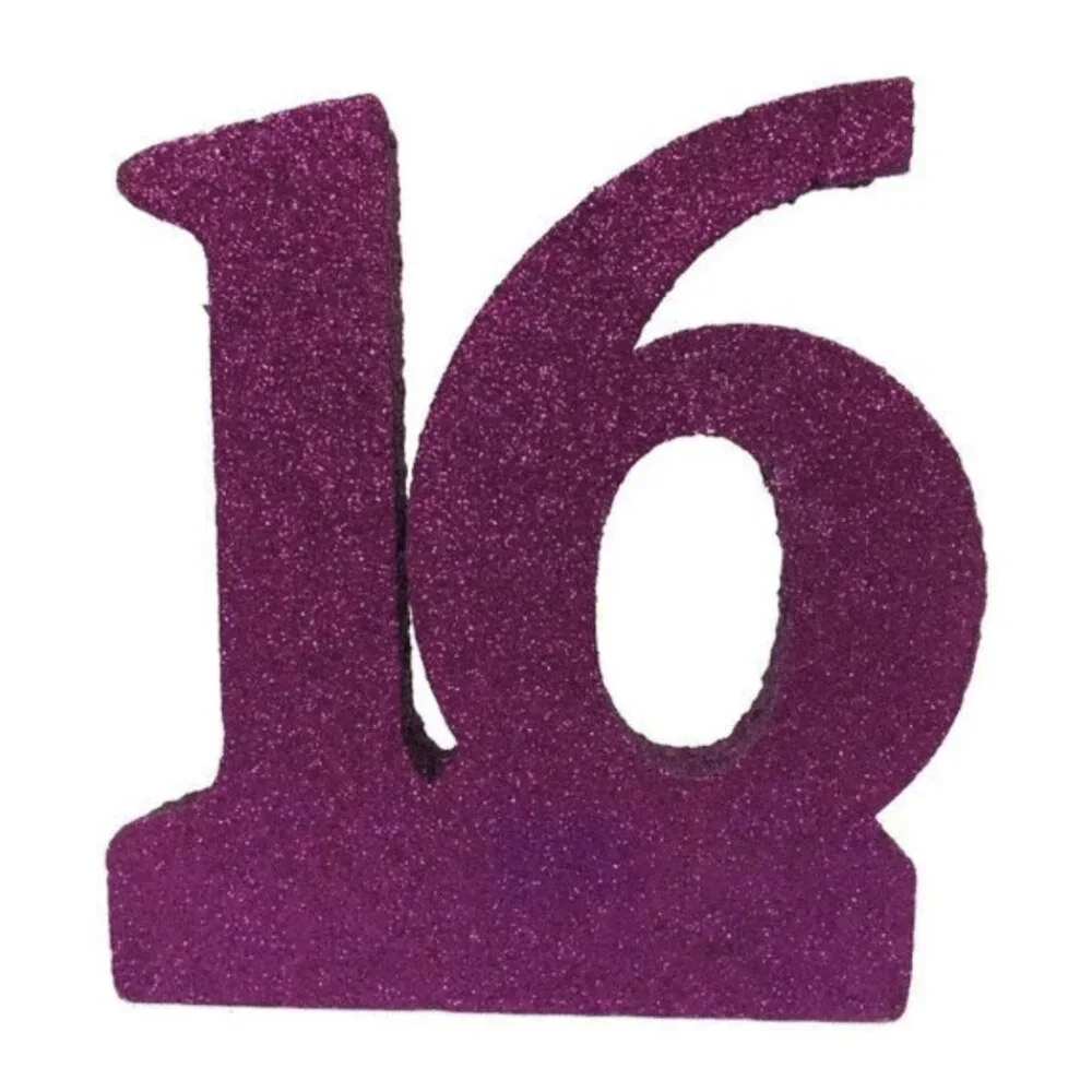 Sweet 16 Glitter Number Cake Centerpiece Styrofoam Decoration